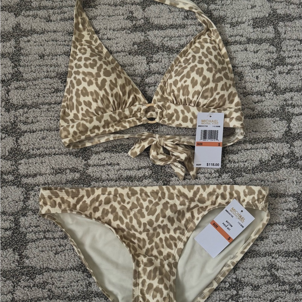 Michael Kors Beige Leopard Bikini